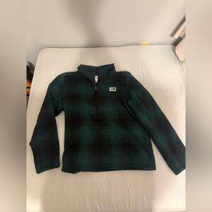The North Face Green and Black Plaid Fleece Jacket
